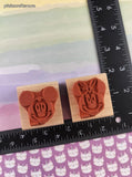 Vintage Rubber Stampede 375-C + 379-C Disney's Mickey & Minnie Mouse Portraits Wooden Block/Rubber Stamps Set/2, CLEAN