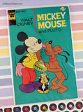 Vintage 1974 Walt Disney Mickey Mouse and Pluto #150 Whitman Comic, GD - VG w/Bag & Board