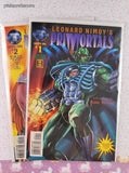 Vintage 1995 Leonard Nimoy's Primortals #1 + #2 Tekno Comics VF Very Fine, Clean & Vibrant **w/Trading Cards/Game Pieces**