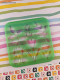 Vintage TupperToys Red/Green Animals/Plants Square Stencil Plates Set/2, Nice & Clean
