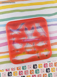 Vintage TupperToys Red/Green Animals/Plants Square Stencil Plates Set/2, Nice & Clean
