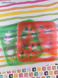 Vintage TupperToys Red/Green Animals/Plants Square Stencil Plates Set/2, Nice & Clean