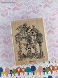Vintage 1995 Stampin' Up! "Home Tweet Home" Birdhouses Wooden Block/Rubber Stamp
