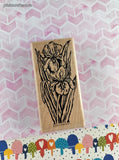 Vintage 2000 Stampin' Up! Floral Iris Flowers Wooden Block/Rubber Stamp