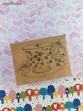 Vintage Alesa Baker Designs F6733 Strawberry Tea Wooden Block/Rubber Stamp