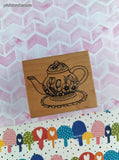 Vintage Great Impressions E667 Floral Teaset Wooden Block/Rubber Stamp