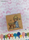 Vintage 1995 Stampendous! x Precious Moments Christmas Angel w/Manger Wooden Block/Rubber Stamp