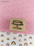 Vintage Cute Lil' Cake Pan w/Cake Wooden Block/Rubber Stamp, CLEAN