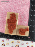 Vintage Spring Garden Cute Lil' Strawberry Plant w/Watering Can Block/Rubber Stamps Set/2, CLEAN