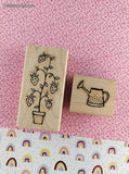 Vintage Spring Garden Cute Lil' Strawberry Plant w/Watering Can Block/Rubber Stamps Set/2, CLEAN