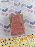 Vintage Cute Lil' Kitty Cat Gift Bag To/From Wooden Block/Rubber Stamp, CLEAN