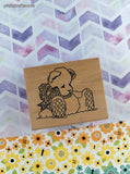 Vintage 1992 Judith Kleinschmidt Cute Lil' Teddy Bear Wooden Block/Rubber Stamp