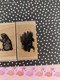Vintage Cute Lil' Woodland Animals Wooden Block/Rubber Stamps Set/2, CLEAN