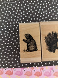 Vintage Cute Lil' Woodland Animals Wooden Block/Rubber Stamps Set/2, CLEAN