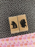 Vintage Cute Lil' Woodland Animals Wooden Block/Rubber Stamps Set/2, CLEAN