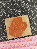 Vintage D.O.T.S. Clip-Art Style Cuddly Teddy Bear Wooden Block/Rubber Stamp