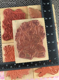 Vintage PSX Floral Iris Viola Lilac Fuchsia Lillies Wooden Block/Rubber Stamps Set/5