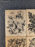 Vintage PSX Floral Iris Viola Lilac Fuchsia Lillies Wooden Block/Rubber Stamps Set/5
