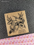 Vintage PSX K-1464 Broad-tailed Hummingbird Floral Wooden Block/Rubber Stamp