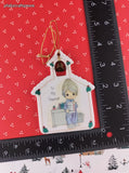 Vintage Precious Moments Porcelain Christmas Ornament "To My Teacher" Schoolhouse w/Bell