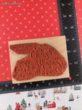 Vintage All Night Media x Disney Pooh Carolers Christmas Wooden Block/Rubber Stamp