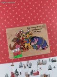 Vintage All Night Media x Disney Pooh Carolers Christmas Wooden Block/Rubber Stamp