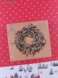 Vintage PSX K-1680 Festive Christmas Wreath w/Grapes Wooden Block/Rubber Stamp