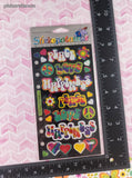 Vintage Stickopotamus Stickers, "Groovy Peace Love Happiness" SHINY, 1 Sheet New & Sealed