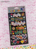 Vintage Stickopotamus Stickers, "Groovy Peace Love Happiness" SHINY, 1 Sheet New & Sealed