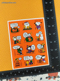 Vintage 1990's Hallmark Peanuts Snoopy Halloween Full Sticker Sheet, Clean & Unused