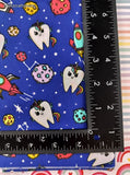 Rainbow Unicorn Teeth in Space Set/4 Pre-Cut Fabric Remnant Rectangles, 10" x 41", CLEAN