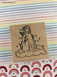Vintage Love You to Bits Christmas Angel Child Wooden Block/Rubber Stamp