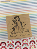 Vintage Love You to Bits Christmas Angel Child Wooden Block/Rubber Stamp