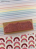 Vintage 1989 D.O.T.S. P110 Large Town Wooden/Rubber Stamp Block