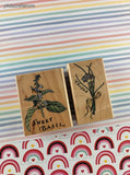Vintage Rubber Stampede Chives Sweet Basil A2247E A2246E Rubber Stamps Set/2, CLEAN