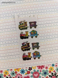 Vintage SHINY Choo Choo Trains Rainbow Miniature Partial Sticker Sheet