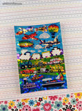Vintage Sandylion SHINY Prismatic "Modes of Transportation" Rainbow Miniature Partial Sticker Sheet