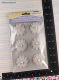 Miss Elizabeth's Paper Craft Dimensional Stickers White Flowers, NEW & Sealed