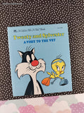 Vintage 1987 Tweety and Sylvester: A Visit to the Vet Golden Tell-a-Tale Miniature Hardcover, Like New