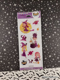 Vintage Halloween Stickers SPARKLY Witches Stickeroni SEALED Pack/1 Sheet