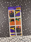 Vintage Halloween Stickers Black Cats, Bats, Pumpkins Party Express SEALED Pack/8 Sheets