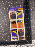 Vintage Halloween Stickers Black Cats, Bats, Pumpkins Party Express SEALED Pack/8 Sheets