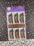 Vintage Halloween Stickers Spooky Kitty Mrs. Grossman's  Gifted SEALED Pack/4 Sheets