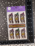 Vintage Halloween Stickers Spooky Kitty Mrs. Grossman's  Gifted SEALED Pack/4 Sheets