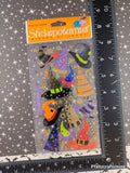 Vintage Halloween Stickers SHINY Witch & Wizard Hats Stickopotamus SEALED Pack/1 Sheet