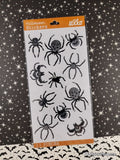 2014 Halloween Stickers Black & White SHINY Spiders Sticko SEALED Pack/1 Sheet