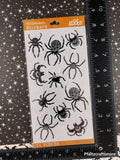 2014 Halloween Stickers Black & White SHINY Spiders Sticko SEALED Pack/1 Sheet