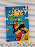 Vintage 1996 Where is Carmen Sandiego U.S. Sticker Book Troll Associates Softcover