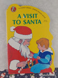 Vintage 1991 A Visit to Santa Honey Bear Shape Board Book Hardcover