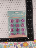 Jolee's Boutique Purple Dot Flowers Cabochons SPARKLY 3-Dimensional Sticker Pack, New/Sealed
